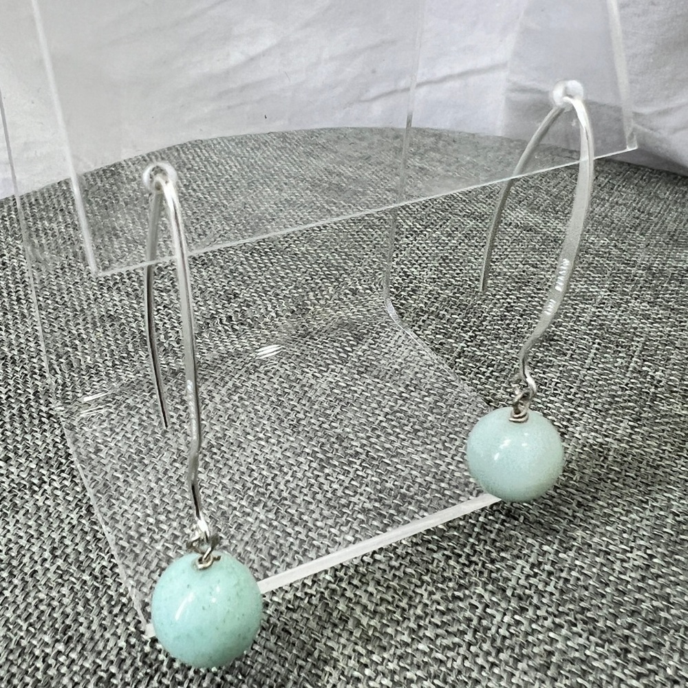 Sterling silver green Angelite earrings, Handmade sterling silver gemstones☑️